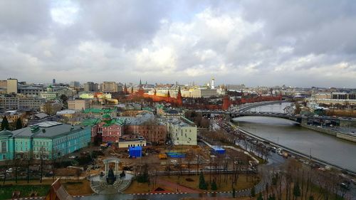 Aerial view of cityscape against sky