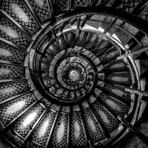 Directly below shot of spiral staircase