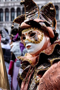 Close-up of person wearing mask