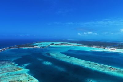 Aerial view of island and beach in los roques, venezuela