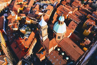 High angle view of buildings in city