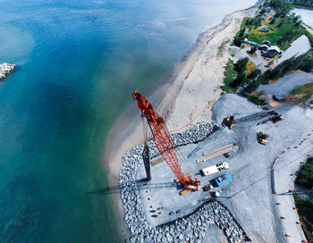 High angle view of beach