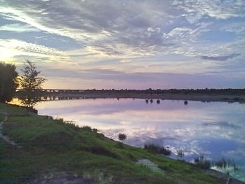 Scenic view of lake against sky