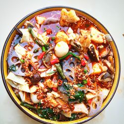 High angle view of food in bowl