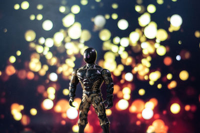 Close-up of illuminated statue