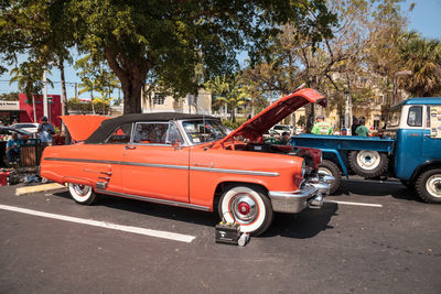 Vintage car on street in city