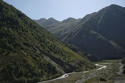 Scenic view of mountains against clear sky