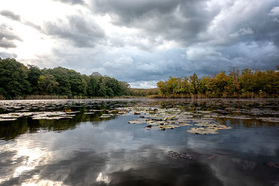 Scenic view of lake against sky