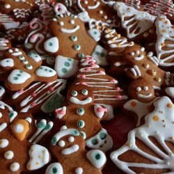 High angle view of cookies