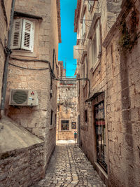 Narrow alley amidst buildings in city