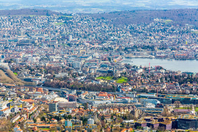 High angle view of townscape against sky