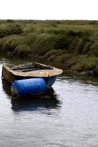 Boat sailing in lake