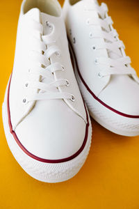 High angle view of shoes on table