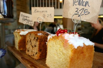 Close-up of food on table