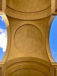 Low angle view of ornate ceiling against sky