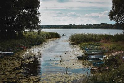 Scenic view of lake against sky