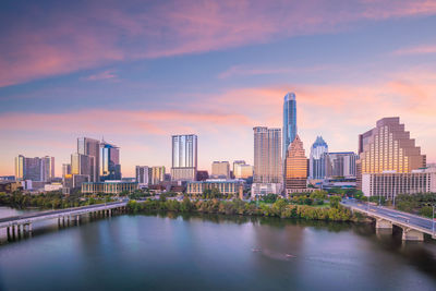 View of buildings against sky during sunset