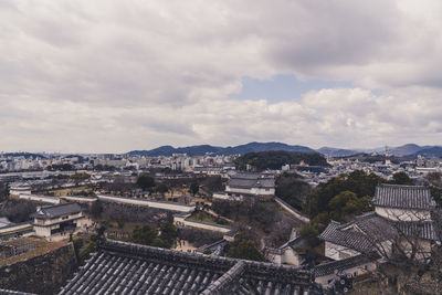 High angle view of townscape against sky