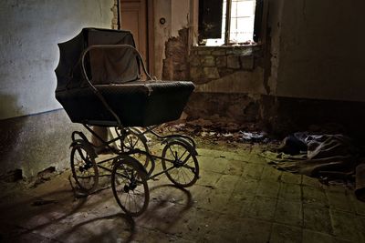 Damaged chair in abandoned house