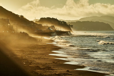 Scenic view of sea against sky during sunset