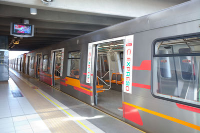 Train at railroad station platform