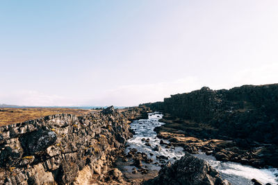 Scenic view of land against sky