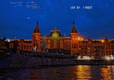 View of illuminated city at night
