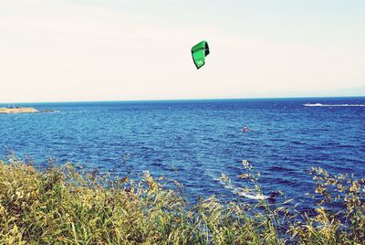 Scenic view of sea against clear sky
