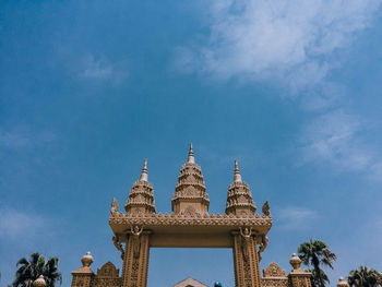 Low angle view of temple building against sky