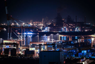 Illuminated cityscape at night