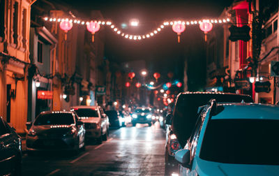 Traffic on road at night