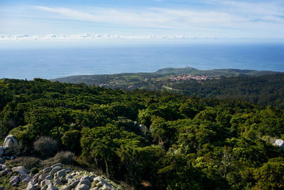 High angle view of sea against sky