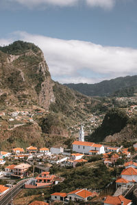 High angle view of townscape against sky