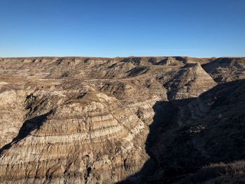 Scenic view of landscape against clear blue sky