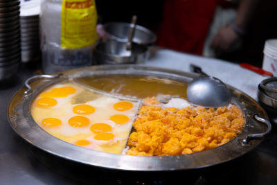 High angle view of food in container