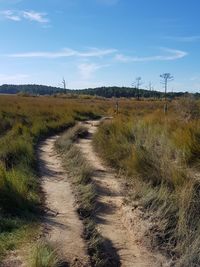 Road amidst field against sky