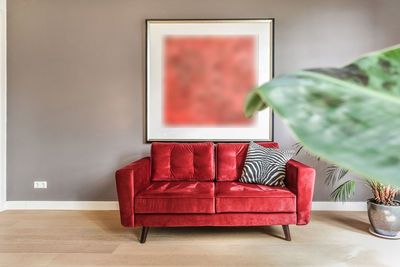 Red chair on table at home