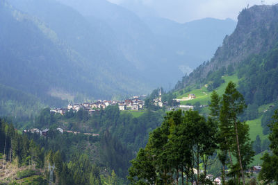 Panoramic shot of buildings and mountains