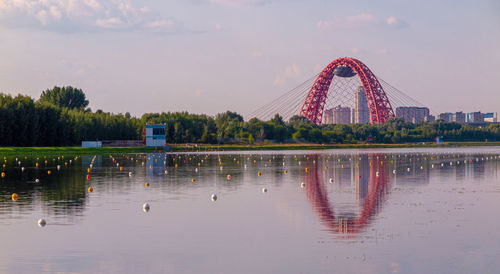 Bridge over river against clear sky