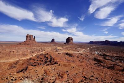 Panoramic view of arid landscape against sky