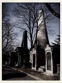 Low angle view of bare trees against the sky