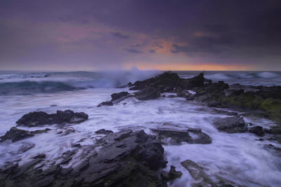 Scenic view of sea against sky during sunset