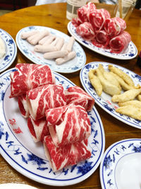 High angle view of food on table