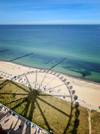 High angle view of people on beach