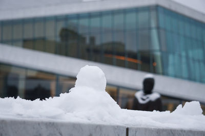 Snow outside oslo opera house 