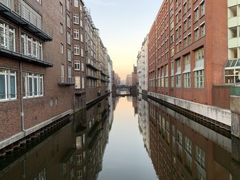 Canal amidst buildings in city against sky