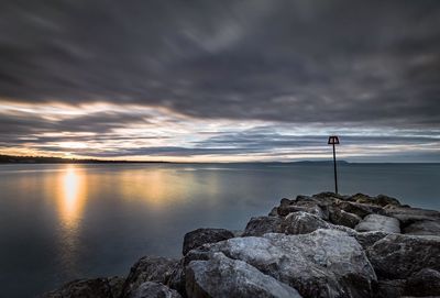 Scenic view of sea against cloudy sky