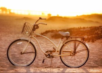 Bicycle parked on landscape