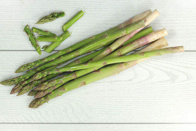 High angle view of vegetables on table