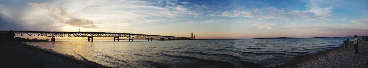 Panoramic shot of bridge over sea against sky